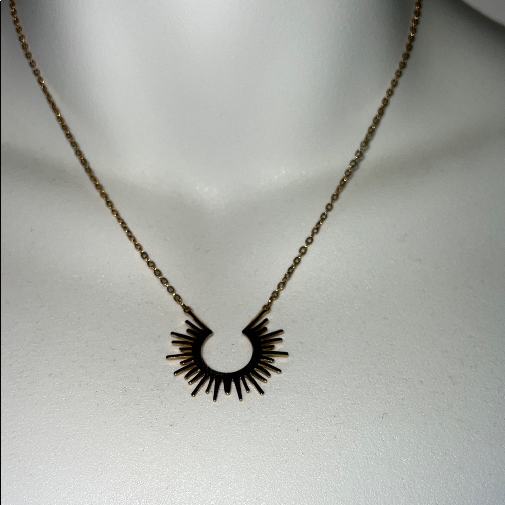 Gold Sunburst Pendant Necklace